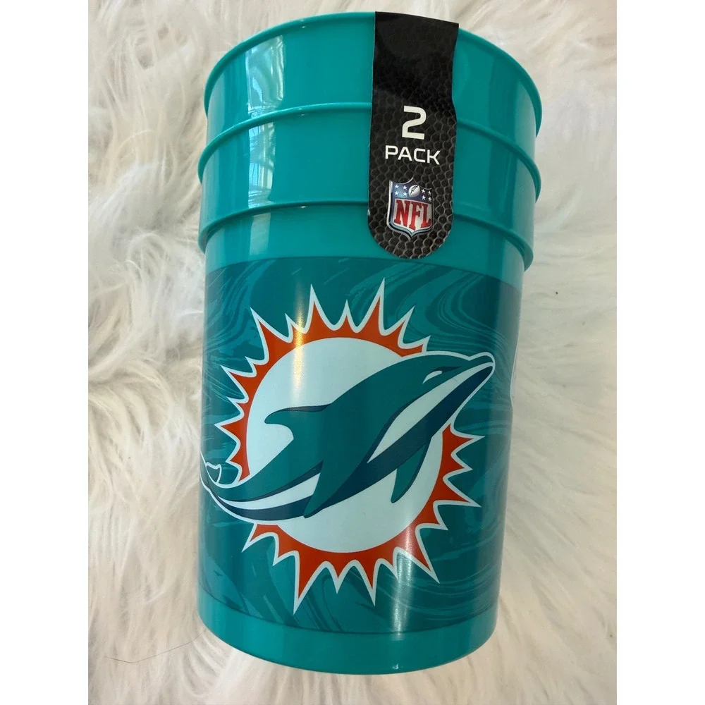 NFL Miami Dolphins 2 Pack Plastic Souvenir Cups Aqua MRL Sports 18534 New